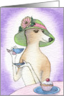dog, whippet, greyhound, afternoon tea, blank card, card