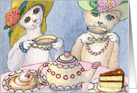 cat, kitten, afternoon tea, blank card, card