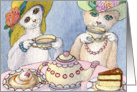 cat, kitten, afternoon tea, blank card, card