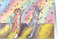 Cats taking dance lessons card