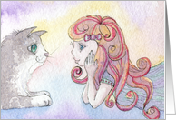 Cat and girl conspiracy card