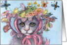 Cat in her spring bonnet card