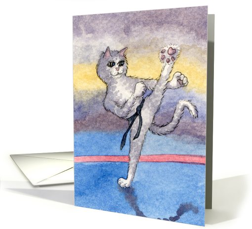 Karate cat ready for anything card (801611)