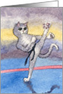 Karate cat ready for anything card