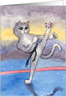 Karate cat ready for anything card