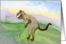 Cat playing golf card