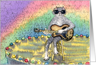Mr Cool Cat playing his guitar card