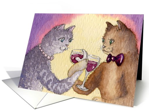 Drink to me only with thine eyes - romantic cats card (801630)