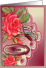 Butterfly on roses for Mom card