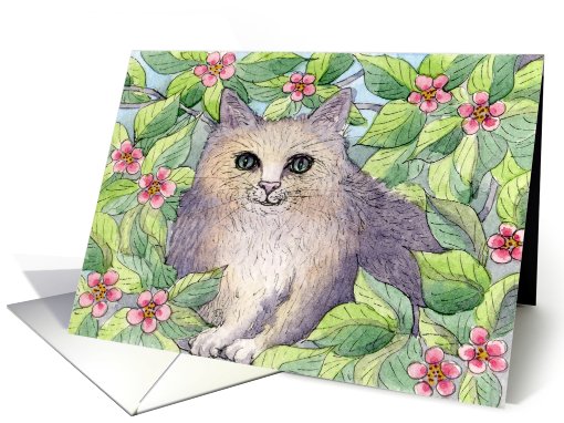 Cat in the blossom tree card (827354)