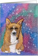 Corgi dog wizard with his wand card