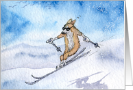 Corgi dog skiing card