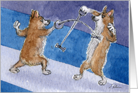 The Corgi Games, fencing, corgi, dog, card