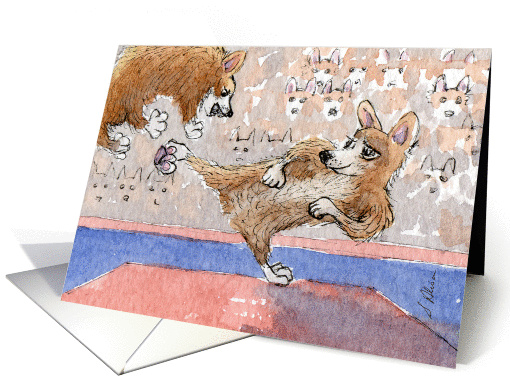 The Corgi Games, taekwondo, corgi, dog, Blank Note card (927479)
