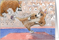 The Corgi Games, taekwondo, corgi, dog, Blank Note Card