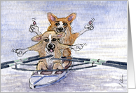 The Corgi Games, rowing, corgi, dog, card