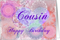 Cousin Happy Birthday Heart and Kaleidoscopes card