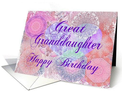 Great Granddaughter Happy Birthday Heart and Kaleidoscopes card