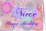 Niece Happy Birthday Heart and Kaleidoscopes card