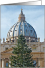 christmas card with St Peter Basilica and christmas tree card