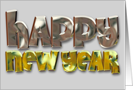 happy new year chrome text card