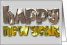 happy new year chrome text card