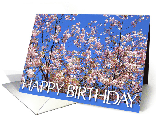 happy birthday card with flowered branch card (602600)