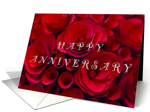 happy anniversary with red flowers card (713727)