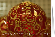 very merry christmas with Red & Gold Ornament card