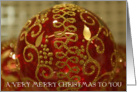 very merry christmas with Red & Gold Ornament card