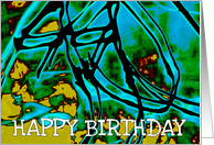 happy birthday green digital art card