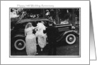 70th Wedding Anniversary, Antique Car With Bridal Party card