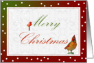 Christmas, Green Red Gradient, Red Cardinals, Male and Female card