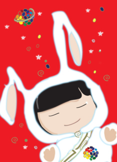 happy space bunny