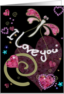 Patchwork Dragonfly hearts card