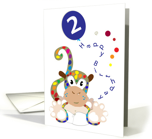 Baby monkey 2nd birthday card (153070)
