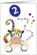 Baby monkey 2nd birthday card