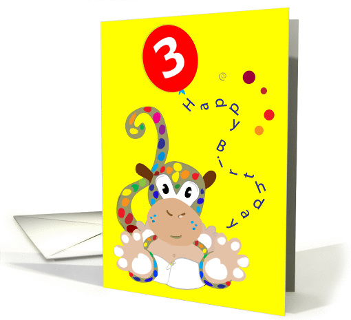 Baby monkey 3rd birthday card (155714)