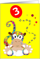 Baby monkey 3rd birthday card