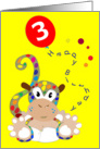 Baby monkey 3rd birthday card