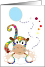 Baby monkey leap year birthday card
