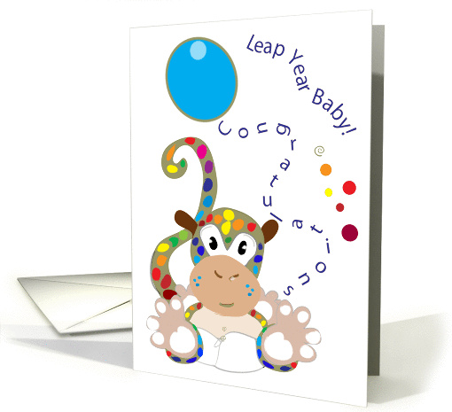 Baby monkey leap year baby card (157223)