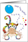 Baby monkey leap year baby card