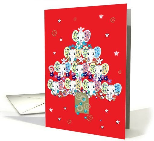 Christmas elephant tree card (281444)