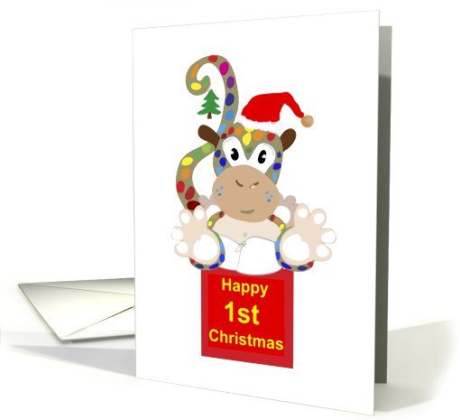 1st Christmas - baby monkey card (519437)