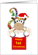 1st Christmas - baby monkey card