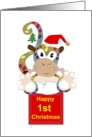 1st Christmas - baby monkey card