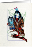 Native American: Maiden with Wolf card