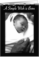 Congratulations New Baby, Wrapped Newborn Baby in Daddys Hand card