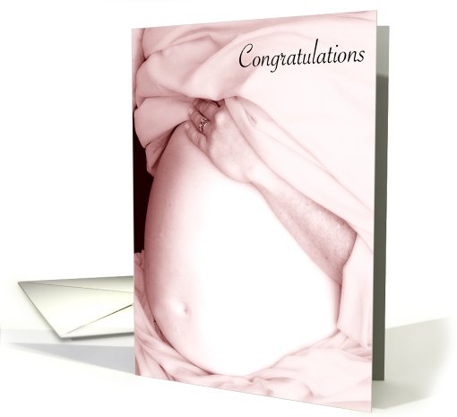 Congratulations on Baby Girl, Expecting Belly Bulge in Pink card